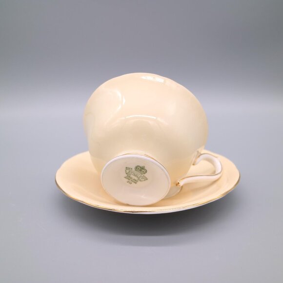 Aynsley Fine Bone China Beige Floral Flowers Vintage Cup & Saucer Set - 3519 - Picture 6 of 6